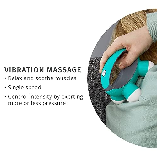 HoMedics, Quatro Mini Hand-Held Massager with Hand Grip, Battery Operated Vibration Massage, 4 Massage Nodes, Powered by 2 AAA Batteries (Included), Assorted Colors