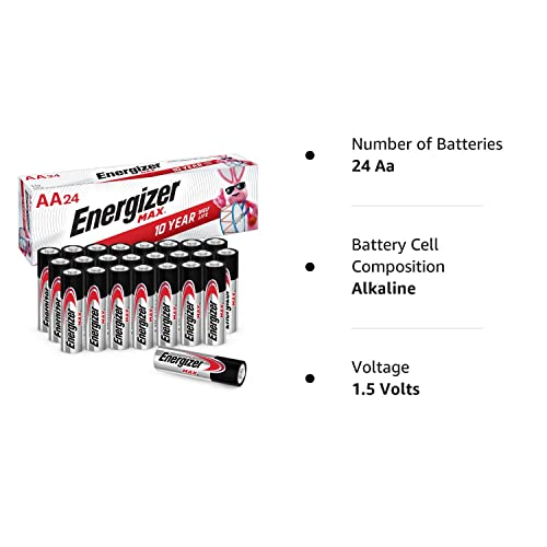 Energizer AA Batteries Double A Max Alkaline Battery, 24 Count