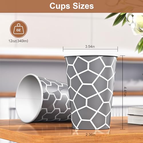 Huifany Paper Cups 12 oz 240 Count, Disposable Coffee Cups, Hot/Cold Beverage Drinking Cups for Water, Coffee, Tea, Juice