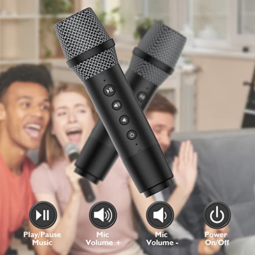 EARISE T28 Karaoke Machine for Adults and Kids, Portable Bluetooth Karaoke Speaker with 2 Wireless Microphones, PA Speaker System Singing Machine for Home Parties, Meetings, Indoors