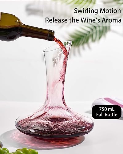 JBHO Full Bottle Wine Decanter with 2pcs Red Wine Glasses and Cleaning Beads, 21 oz Burgundy Wine Glasses, 56 oz Wine Carafe Aerator and Glasses Set, Wine Decanter and Glass Set