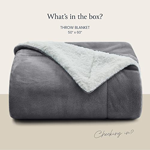 BELADOR Throw Blanket - Fleece Blankets 50"x60" - Soft Blanket with Sherpa Reverse Fluff - Travel Blanket for Bed, Anti-Static Blankets & Throws - Plush Lightweight Blanket, Cozy Fuzzy Couch Blanket