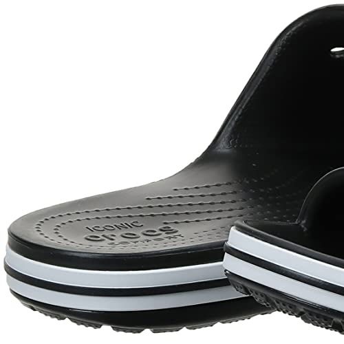Crocs Unisex Bayaband Slides | Slide Sandals, Black/White, 10 Men/12 Women