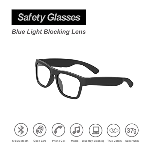 OhO Smart Glasses,Safety Glasses with Bluetooth Speaker,Indoor/Outdoor UV Protection and Voice Control,Unisex(Blue Light Lens)