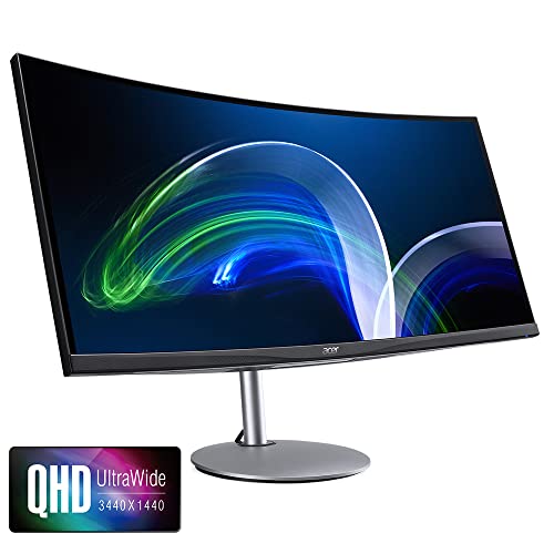 Acer CB342CUR bmiiphuzx 34" 1900R Curved Zero-Frame QHD (3440 x 1440) UltraWide IPS Monitor | AMD FreeSync | 75Hz | 1ms VRB | DCI-P3 95% | 1 x USB 3.1 (Type-C), 2 x HDMI 2.0 Ports & 1 x Display Port