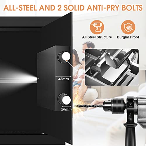 1.6 Cub Home Safe Box Fireproof Waterproof with Anti-Theft Alarm, Removable Shelf, Digital Fire Safe with Keypad Led Indicator, Security Money Safe for Firearm Ammo Cash Jewelry Medicines Document