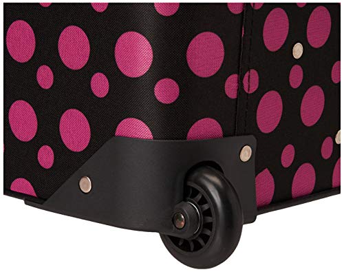 Rockland Fashion Softside Upright Luggage Set, Black/Pink Dot, 4-Piece (14/19/24/28)