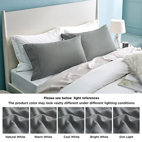 Bedsure Queen Pillow Cases Set of 2 - Dark Grey Brushed Microfiber Pillowcase 2 Pack, Super Soft and Cozy Pillow Case Covers with Envelop Closure, 20x30 Inches