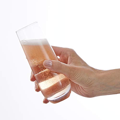 JoyJolt Milo Stemless Champagne Flutes Set of 8 Crystal Glasses. 9.4oz Champagne Glasses. Prosecco Wine Flute, Mimosa Glasses Set, Cocktail Glass Set, Water Glasses, Highball Glass, Bar Glassware