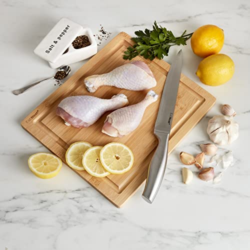 EatNeat Kitchen Knife Block Set - 8 Piece Stainless Steel Chef Knife Set with Bamboo Knife Block, Bamboo Cutting Board, Knife Sharpener, Kitchen Essentials, Knife Sets for Kitchen With Block