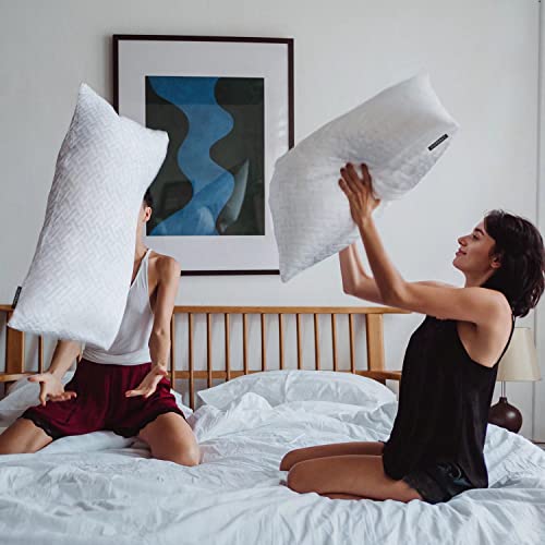 Hoperay Bed Neck Pillows for Sleeping - Bedding Shredded Memory Foam Firm Pillow - Support Side Sleeper Pillow - Adjustable Loft Washable Removable with Pillowcase