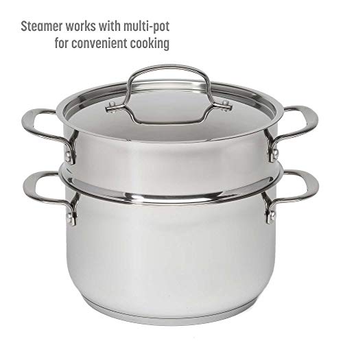Goodful 12-Piece Classic Stainless Steel Cookware Set with Tri-Ply Base for Even Heating, Durable, Impact Bonded Pots and Pans, Dishwasher Safe Includes Non Stick Frying Pan, Chrome