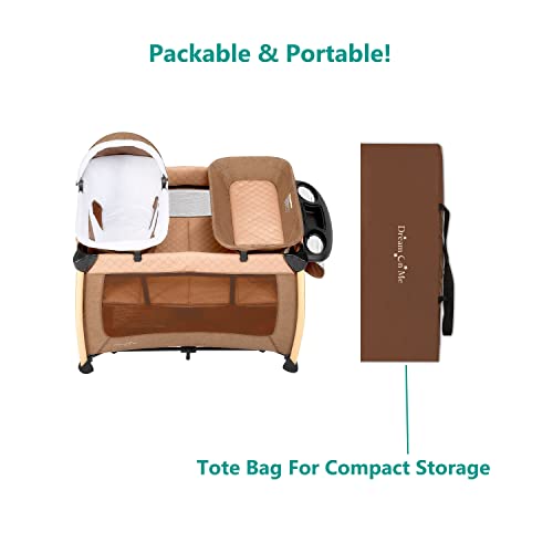Dream On Me Princeton Deluxe Nap N Pack 3-in-1 Convertible Playard, Changer and Bassinet, Lightweight and Portable Baby Playard, Breathable Mesh, Easy to Carry Travel Playard
