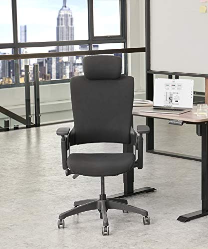 CLATINA Ergonomic High Swivel Executive Chair with Adjustable Height Head 3D Arm Rest Lumbar Support and Upholstered Back for Home Office Black
