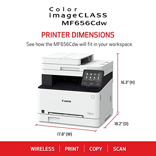 Canon Color imageCLASS MF656Cdw - All in One, Duplex, Wireless Laser Printer with 3 Year Limited Warranty, White