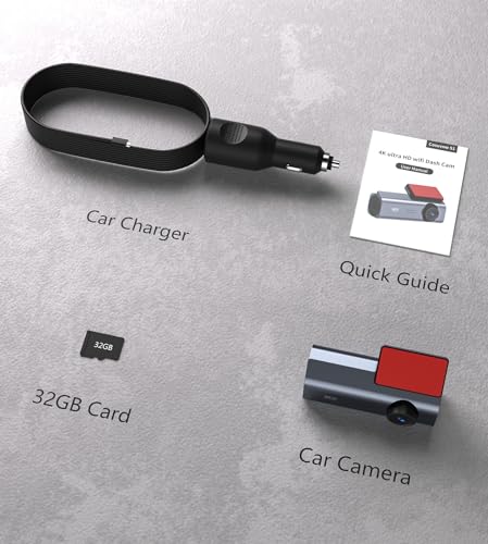 Cosuvow Dash Cam 4K Front Dash Camera for Cars 2160P WiFi Dashcam with APP 24 Hours Parking Mode WDR Free 32G Card G-Sensor Loop Recording Night Vision
