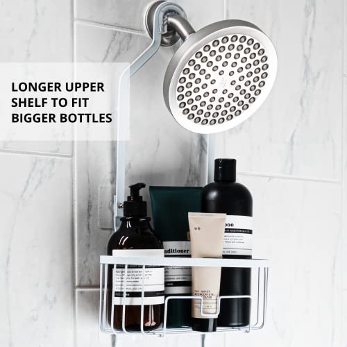 PROBEAUTIFY Hanging Shower Caddy Over Shower Head - White Shower Caddy Hanging - Shower Caddy and Shower Rack for Ultimate Convenience