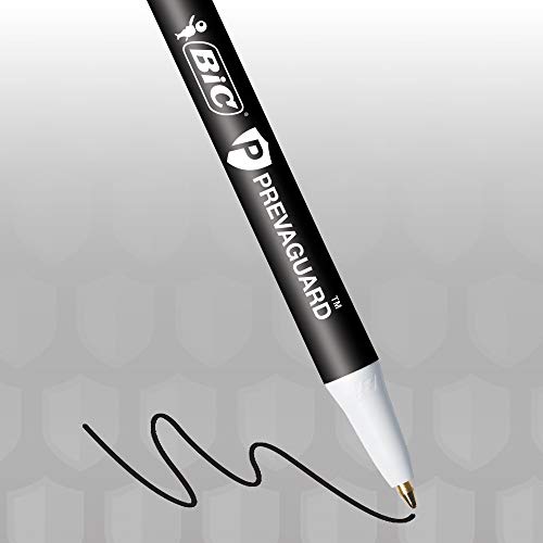 BIC PrevaGuard Clic Stic Ballpoint Pen Contains Built-in Protection On the Pen To Suppress Bacteria Growth, Black, 60-Count