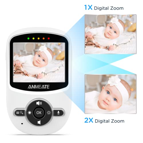 Video Baby Monitor with Digital Camera, ANMEATE Digital 2.4Ghz Wireless Video Monitor with Temperature Monitor, 960ft Transmission Range, 2-Way Talk, Night Vision, High Capacity Battery