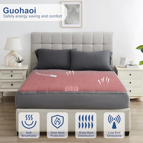 Guohaoi Heated Mattress Pad Full Size - Coral Fleece Electric Heated Mattress Pad with Single Controller, 5 Heat Setting, 10-Hour Auto-Off,Perfect for Cold Sleepers-Fits 21 inches, 75''x54''