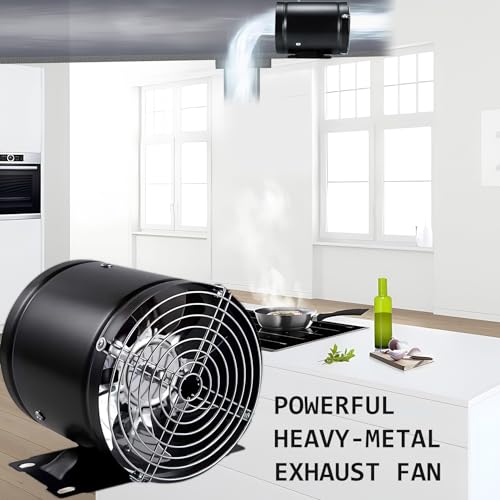 6in Garage Exhaust Fan, Metal Exhaust Fan, High Air Flow Extractor Fan w/Check Valve, Mesh, Fixed Stand for Household Replacement, Smoke Extractor, DIY (Sidewall/Ceiling Mount)