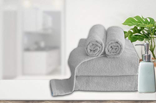 BELIZZI HOME 8 Piece Towel Set 100% Ring Spun Cotton, 2 Bath Towels 27x54, 2 Hand Towels 16x28 and 4 Washcloths 13x13 - Ultra Soft Highly Absorbent Machine Washable Hotel Spa Quality - Light Grey