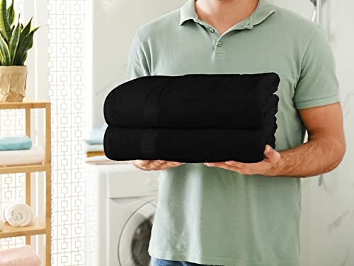 Utopia Towels - Luxurious Jumbo Bath Sheet 2 Piece - 600 GSM 100% Ring Spun Cotton Highly Absorbent and Quick Dry Extra Large Bath Towel - Super Soft Hotel Quality Towel (35 x 70 Inches, Black)