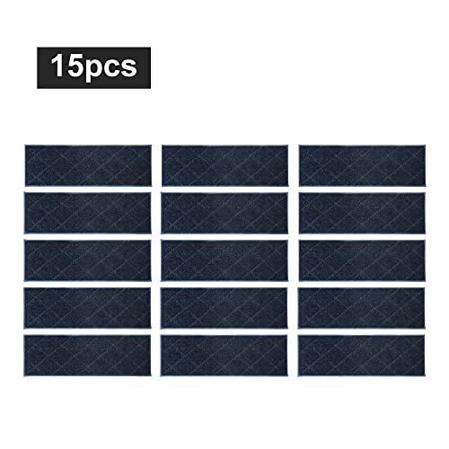 COSY HOMEER Edging Stair Treads Non-Slip Carpet Mat 28inX9in Indoor Stair Runners for Wooden Steps, Edging Stair Rugs for Kids and Dogs, 100% Polyester TPE Backing 15pcs,Navy