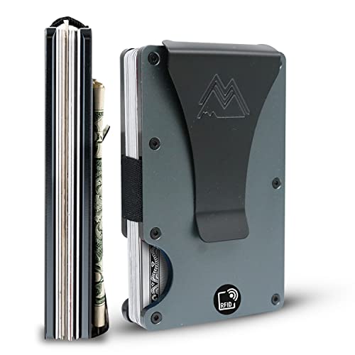 Mountain Voyage Minimalist Wallet for Men - Slim RFID Wallet I Matte Grey Credit Card Holder with Money Clip, Quality Aluminum & Rustproof Metal Finishes, Easily Removable Money & Cards, Mens Wallets