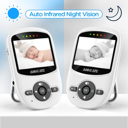 Video Baby Monitor with Digital Camera, ANMEATE Digital 2.4Ghz Wireless Video Monitor with Temperature Monitor, 960ft Transmission Range, 2-Way Talk, Night Vision, High Capacity Battery