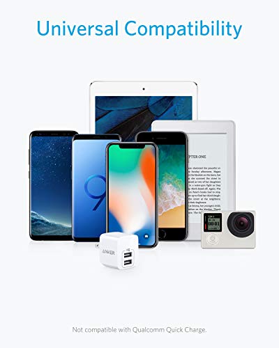 USB Charger, Anker 2-Pack Dual Port 12W Wall Charger Adapter with Foldable Plug, PowerPort mini for iPhone XS/X/8/8 Plus/7/6S/6S Plus, iPad, Samsung Galaxy Note 5/Note 4, HTC, Moto, and More