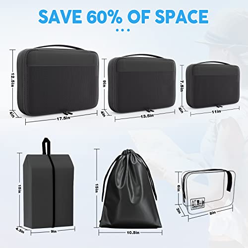 Packing Cubes for Suitcases, 8 set travel cube Luggage Organizers with 2 Toiletry Bags & Shoe Bag