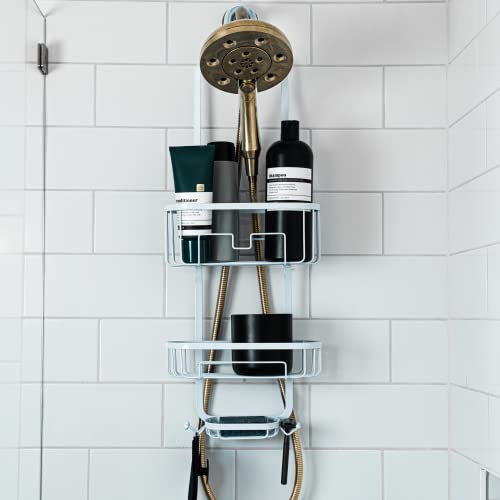 PROBEAUTIFY Hanging Shower Caddy Over Shower Head - White Shower Caddy Hanging - Shower Caddy and Shower Rack for Ultimate Convenience