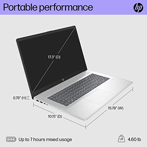 HP 17.3-inch Laptop, 11th Generation Intel Core i5-1135G7, Intel Iris Xe Graphics, 8 GB RAM, 512 GB SSD, Windows 11 Home (17.3-cn0026nr,Natural Silver)