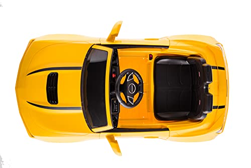 DAKOTT Kids Ride On Sports Car, 12V Battery Powered Chevy Camaro w/Parent Remote Control, Bluetooth, Horn, Music & Headlights Taillights for 3-6 Years