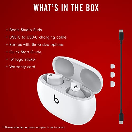 Beats Studio Buds - True Wireless Noise Cancelling Earbuds - Compatible with Apple & Android, Built-in Microphone, IPX4 Rating, Sweat Resistant Earphones, Class 1 Bluetooth Headphones - White