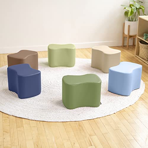 ECR4Kids SoftZone Toddler Modular Stool Set, Flexible Seating, Earthtone, 6-Piece