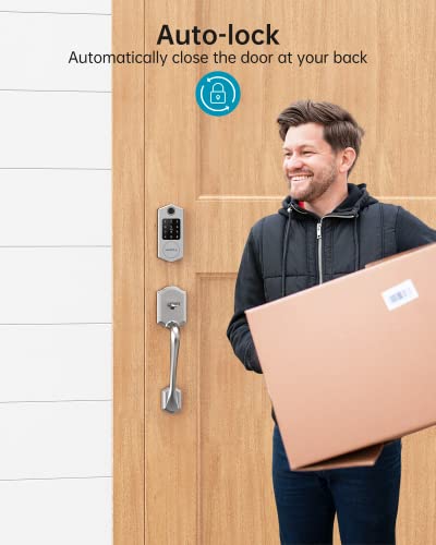 Smart Lock, HEANTLE Keyless Entry Door Lock with Touchscreen Keypads, Fingerprint Door Lock with Bluetooth APP Control for Home, Passcode Code Door Lock Smart Deadbolt