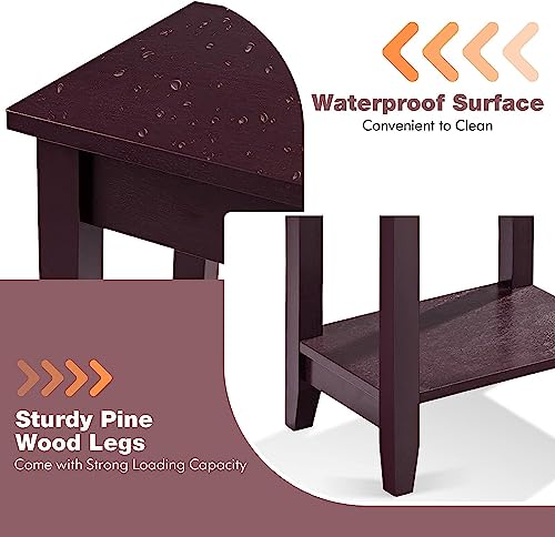yoyomax Tall End Table, 2-Tier Small Side Table, 29'' Nightstand for Bedroom/Living Room, Modern End Stand with Sturdy Metal Frame,1-Pack, Expresso