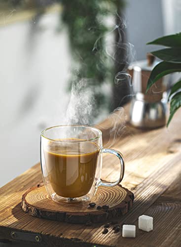 Sweese Double Walled Coffee Mugs - 12.5 oz Insulated Espresso Cups Set of 2, Perfect for Cappuccino, Latte, Americano, Tea Bag, Beverage (413.101)