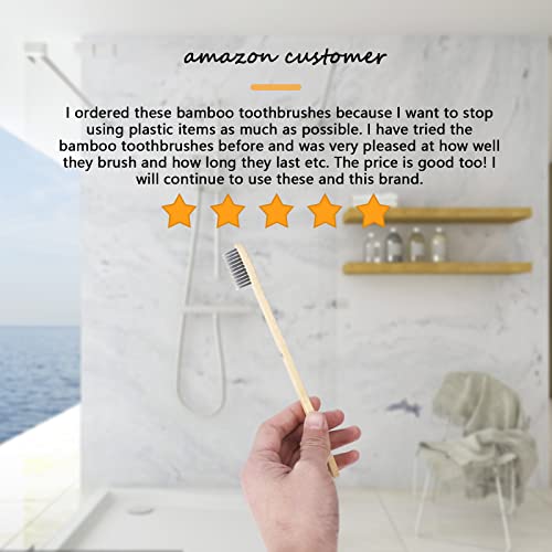 Isshah Biodegradable Eco-Friendly Natural Bamboo Charcoal Toothbrushes - 12 Count