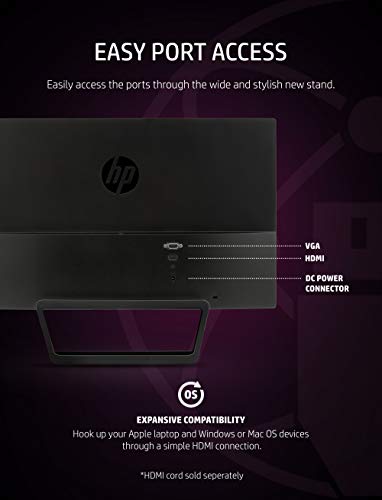 HP Pavilion 22cwa 21.5-Inch Full HD 1080p IPS LED Monitor, Tilt, VGA and HDMI (T4Q59AA) - Black