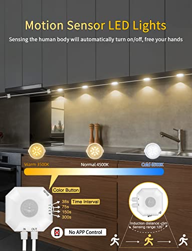 MATICOD Motion Sensor Light Indoor Under Cabinet Lights, Under Counter Lights for Kitchen, 3-White Under Cabinet Lighting LED Closet Lights Motion Sensored Undercounter Lights for Kitchen