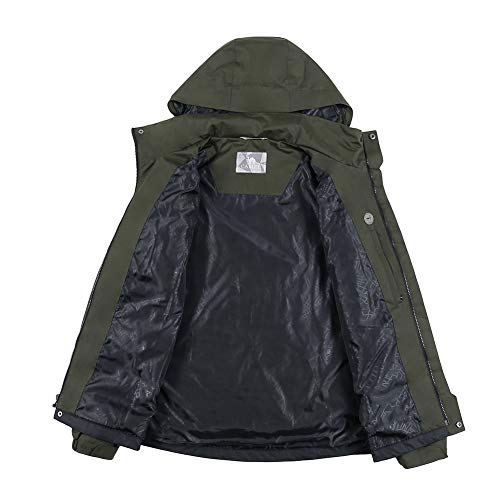CAMEL CROWN Mens Waterproof Jacket Hooded Windbreaker Windproof Rain Coat Shell for Outdoor Hiking Climbing Traveling (Army Green, L)