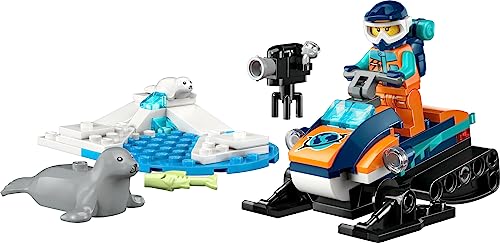 LEGO City Arctic Explorer Snowmobile 60376 Building Toy Set, Snowmobile Playset with Minifigures and 2 Seal Figures for Imaginative Role Play, Fun Gift Idea for 5 Year olds