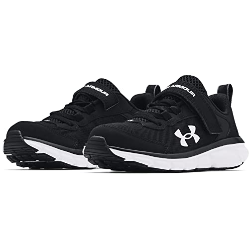 Under Armour boys Pre School Assert 9 Alternate Closure Running Shoe, Black/White, 1.5 Wide Little Kid US