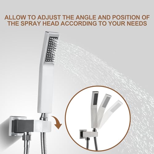 CASAINC Rain Shower Head with Handheld Spray 10" Ceiling Mounted Shower System Brushed Nickel Shower Head Combo