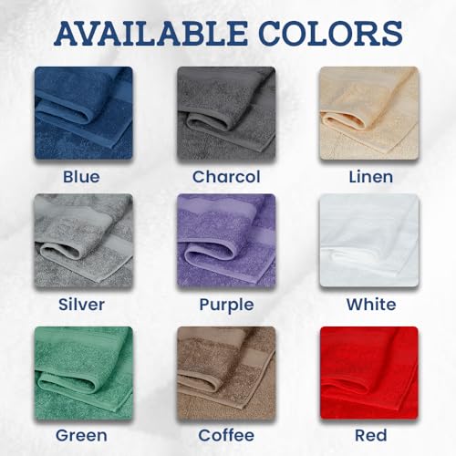 CASALINO Plush Collection Towel Set, Premium Quality 100% Pure Cotton, Highly Absorbent, Super Soft, Soft and Plush, (4 PCS Hand Towel Set, Silver)