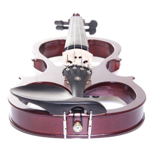 Cecilio CEVN-1NA Style 1 Silent Electric Solid Wood Violin with Ebony Fittings in Metallic Red Mahogany, Size 3/4
