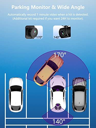 Dash Cam Front and Rear, Mini Dash Cam 1080P Full HD with 32GB SD Card, 2.45 inch IPS Screen, 2 Mounting Ways, Night Vision, WDR, Accident Lock, Loop Recording, Parking Monitor